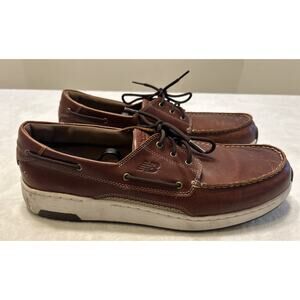 New Balance Boat Shoes Mens 14 Brown Leather Lace Walking Deck Loafers MD1200SB